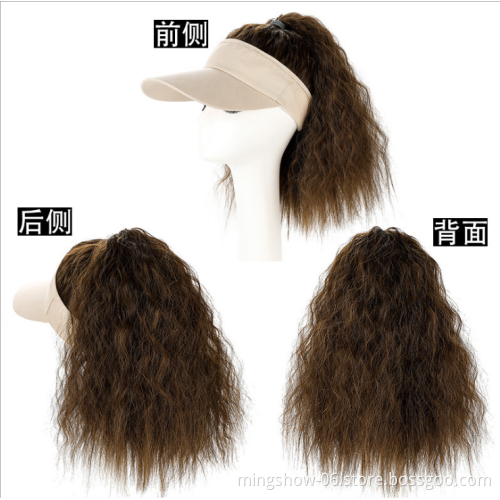 wholesale Baseball Cap with Synthetic Natural Wavy Hair Extensions Women Wig Adjustable Hats women wig baseball hat